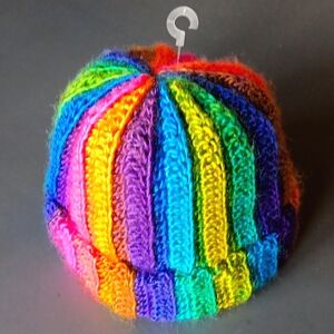 Hand Crafted Hand Crochet Girls Jewel Tones Striped Winter Beanie Hat